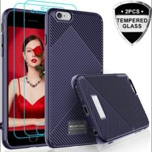 iPhone 6plus/7plus/8plus case with tempered glass screen protector (2 pack). New